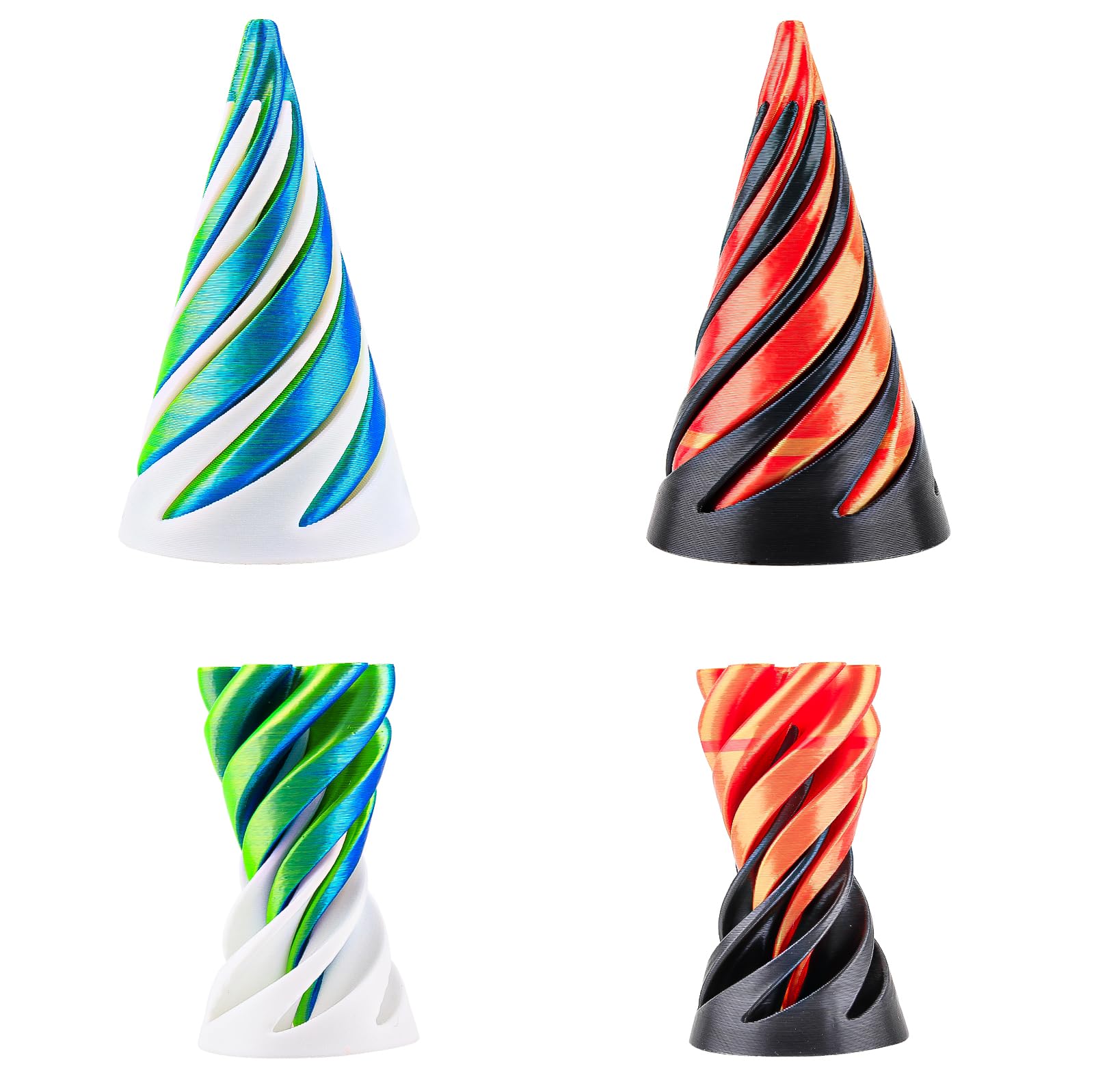 3D Printed Rotating Spiral Cone Fidget Toy Impossible Pyramid Passthrough Sculpture Pass Through Pyramid Fun Anxiety Stress Relief Toy for Home Office Desk Decor Souvenir (Red, Green)