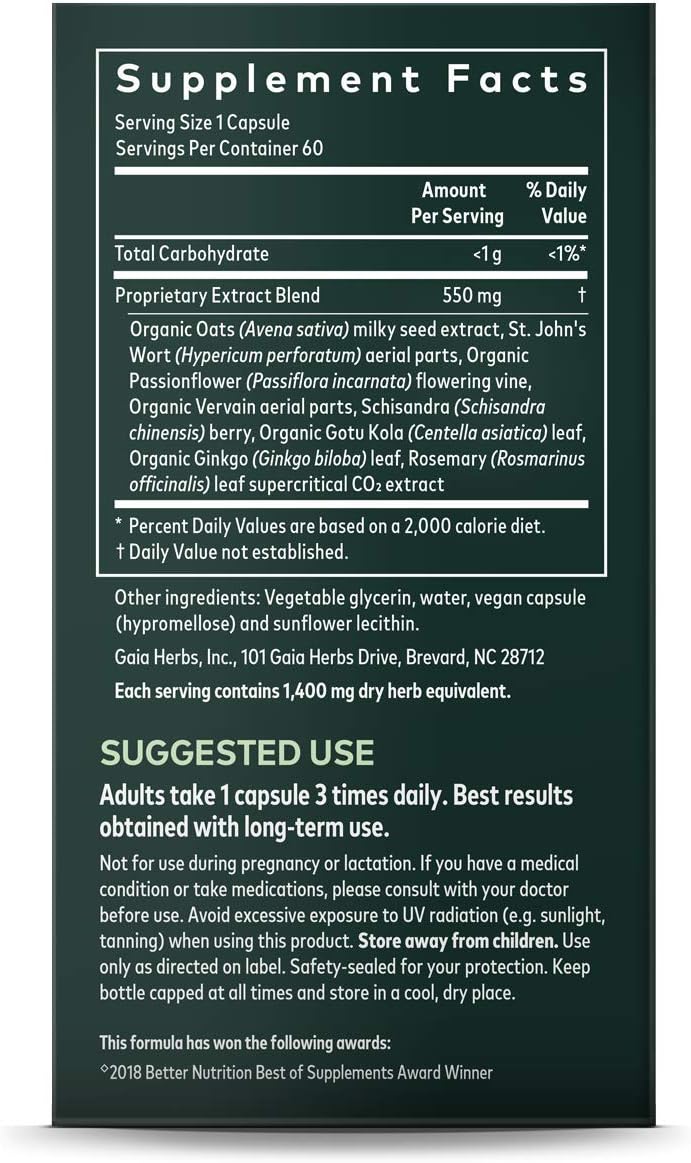 Gaia Herbs Emotional Balance Liquid Capsules, Plant-Based Mood Support Supplement, Promotes A Positive Mood with St. John’s Wort, Ginkgo Biloba, Gotu Kola & Rosemary, 60 Count