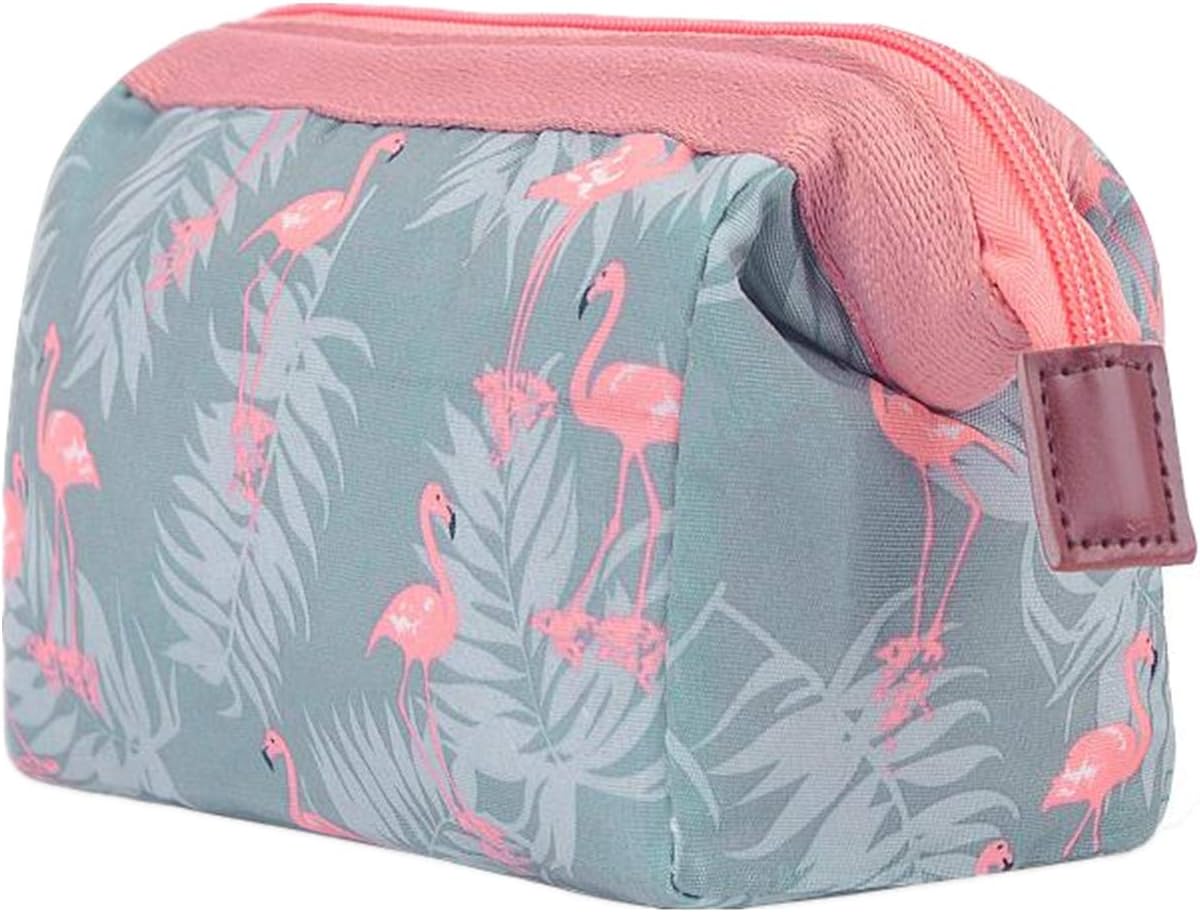 Makeup Bags, Small Make Up Bag Organiser Flamingo Cosmetic Bags Brush Pouch Portable Travel Toiletry Bag for Women Girls (Flamingo) - Image 3
