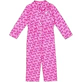 Barbie Girls Fleece Pajama Coverall and Sleep Mask PJs Set Little Kid to Big Kid Sizes (4-14-16)