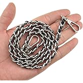 HAHIYO Mini Purse Chain Strap Slim Wide 8mm for LV Length 31.5 inches Extra Thick 4.5mm Black Leather Silver Hardware for Shoulder Cross Body Sling Handbag Wallet Comfortable Flat Metal Strap 1 Pack