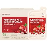 Jung Kwan Jang Pomegranate with Korean Red Ginseng Beauty Drink 20 Pouches | Natural Sweetness From Agave &amp; Grape Extracts, Prebiotic Fiber, Energy &amp; Enhanced Immunity, No Caffeine, Non-GMO, Vegan