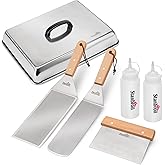 Stanbroil BBQ Griddle Accessories Set, Stainless Steel Scraper, Spatula, Basting Cover and Oil Bottles for Blackstone, Camp C