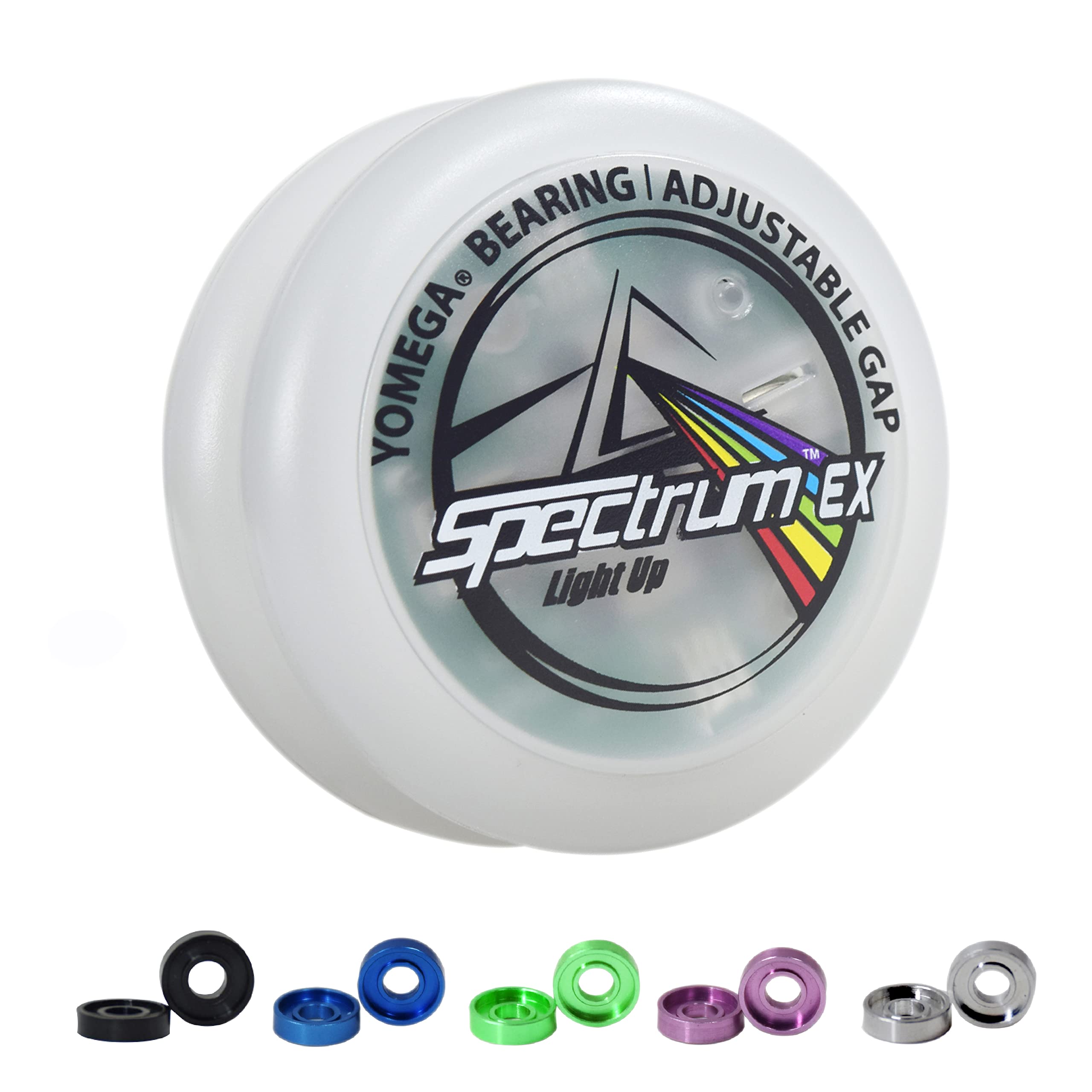 Yomega Spectrum EX-Lightup Bearing YoYo with 6 colors + Multicolor LEDs & 5 Spacers, Pro Level Designed for looping tricks/String Tricks, Best Performance for 2A Players.+2 Strings & 3 Month Warranty