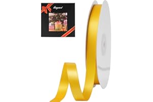 LIUYAXI Yellow Stain Ribbon, 5/8" X Continuous 50 Yards, Double Faced Fabric Ribbon Perfect for Gift Wrapping Wedding Birthday Party Christmas Hair Floral Craft Baby Shower