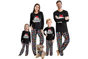 Awoscut Christmas Family Matching Pajamas Christmas Pjs Holiday Nightwear Sleepwear Sets Long Sleeve Pjs