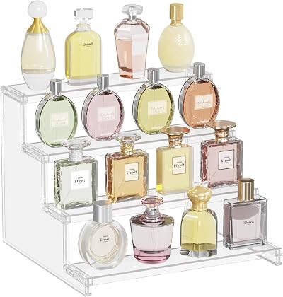 Lifewit Clear Display Stand 12 Inch 4-Tier Plastic Riser for Vanity