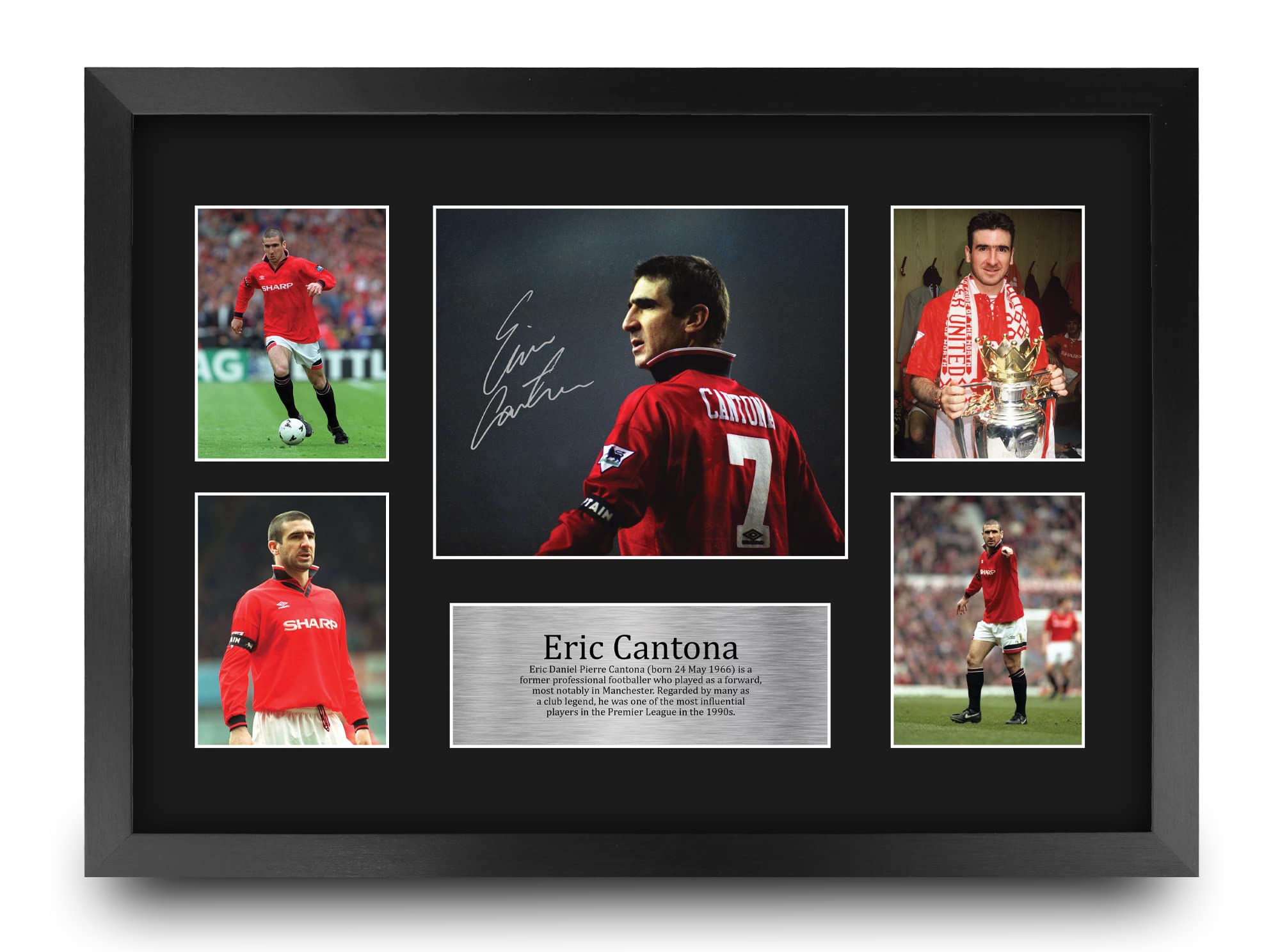 HWC Trading A3 FR Eric Cantona Gift Signed Large Framed A3 Printed Autograph Gifts Print Photo Picture Display