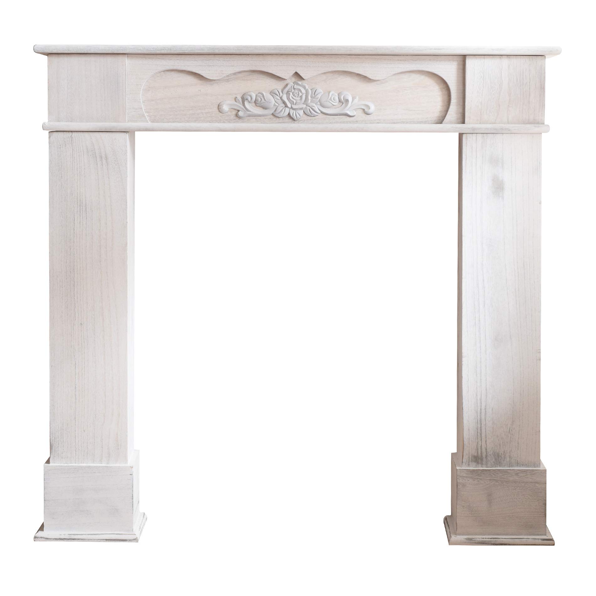 Rebecca Mobili Fireplace Frame decoration, white wooden mantelpiece, retro style, for living room, home ideas - Dimensions: 99 x 104 x 21 cm (HxWxD) - Art. RE4865