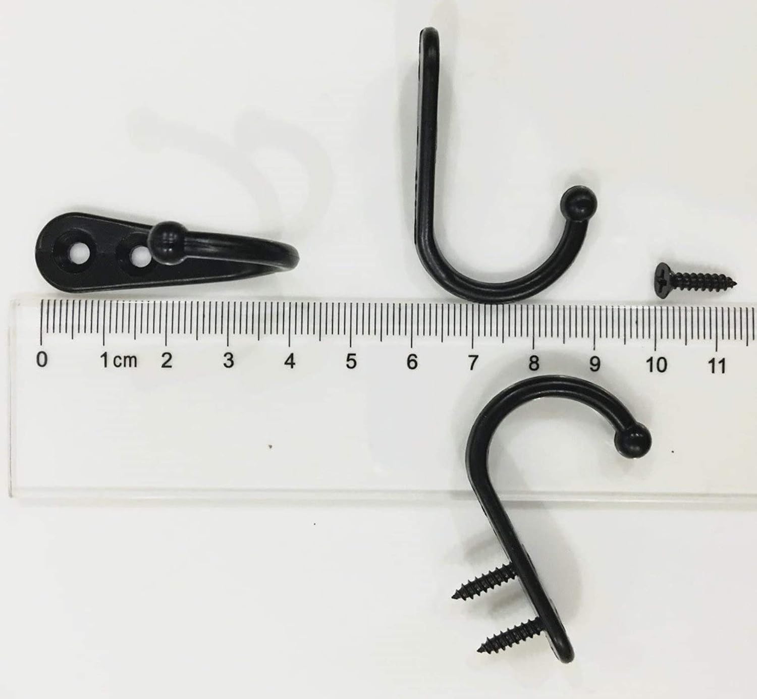 25 Pieces Wall Mounted Coat Hook Robe Hooks Cloth Hanger Coat Hanger Coat Hooks Rustic Hooks and 54 Pieces Screws for Bath Kitchen Garage Single Coat Hanger (Black Color): Home Improvement