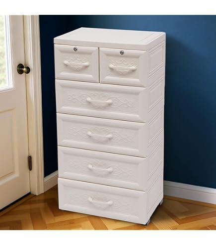 Amazon.com - FONSOLUM 5-Tier Plastic Drawers Dresser with Lock