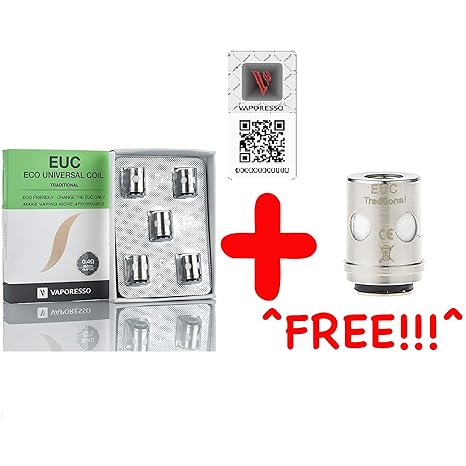 [100% AUTHENTISCH [5 + 1 angeboten DansLesVapes] 6er Pack Verdampferköpfe VAPORESSO EUC Traditionell Traditional Clapton 0.2 