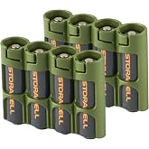 Storacell Slimline AA-4 Battery Storage Caddy (2 Pack), Military Green | Compact and Durable, One hand dispensing with terminal protection on both ends, Made in USA, Original battery caddy
