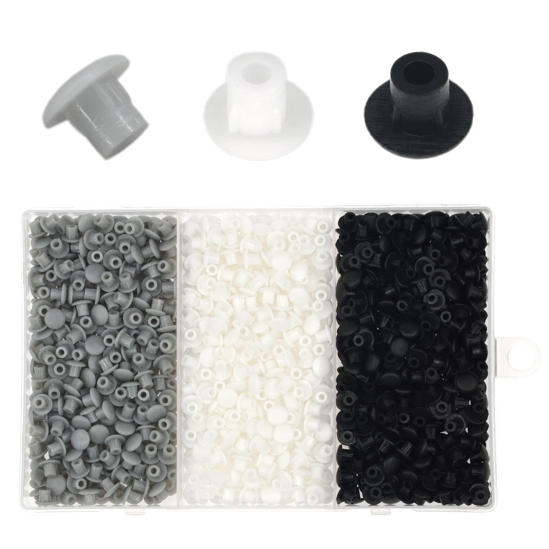 900 PCS Plastic Hole Plugs, 5mm Covers for Screw, Screw Hole Covers (Black,White,Grey)