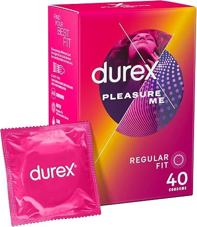 Durex Pleasure Me Condom 40 Pack Ribbed Dotted with Silicone Lube Regular