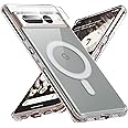 MAKAVO for Pixel 7 Pro Case, Magnetic Case Compatible with MagSafe, Slim Thin Hard Back & Soft Edges Crystal Clear Cover Shockproof Phone Shell with Camera Lens Protector