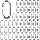 50 Pack 2.3” Quick Links Chain Connectors 1/4″ Heavy-Duty Stainless Steel Chain Hooks Galvanized Chain Locking Carabiners Hooks Clips for Swing, Camping