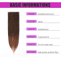 plenday 1B/Medium Auburn Dreadlocks Extensions 22