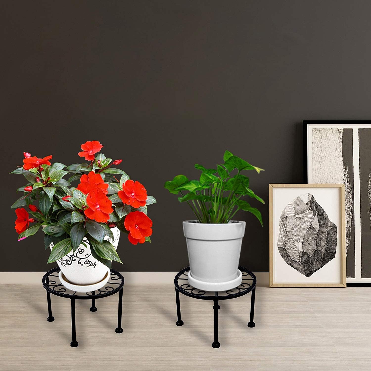 1 Pack Iron Black Antirust Plant Stand, Non-Slip and Stable Potted Holder for Indoor Outdoor Heavy Duty Container, Beverage Dispenser on Livingroom Floor, Balcony, Porch, Tabletop (1) : Garden & Outdoor