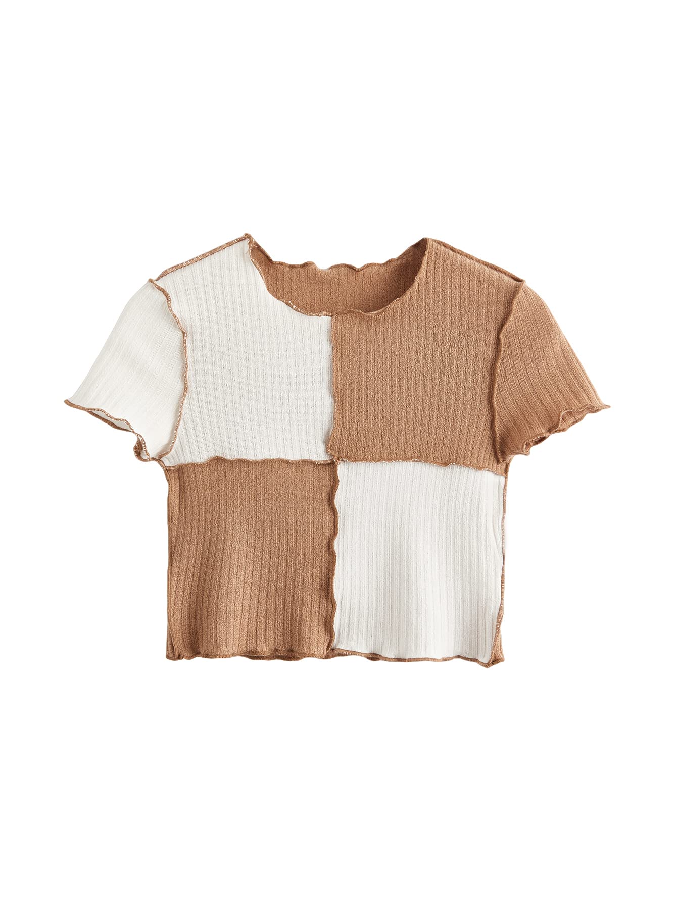 Milumia Girl's Rib Knit Color Block Crop Tee Short