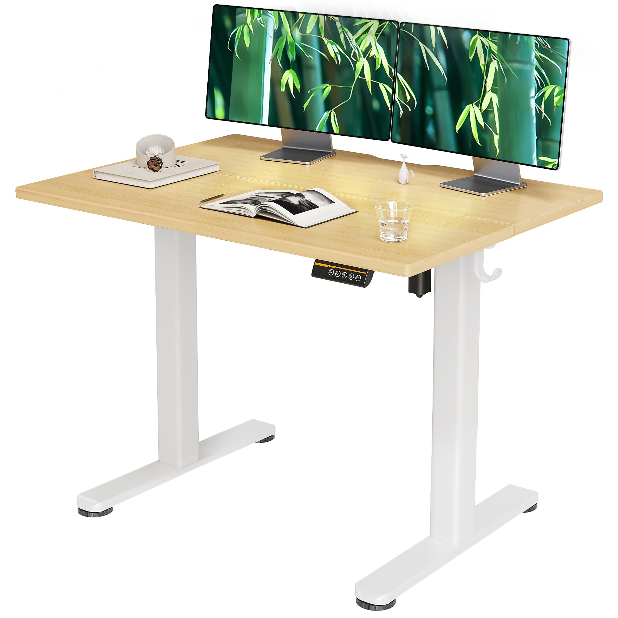 Claiks Bamboo Electric Standing Desk, Adjustable