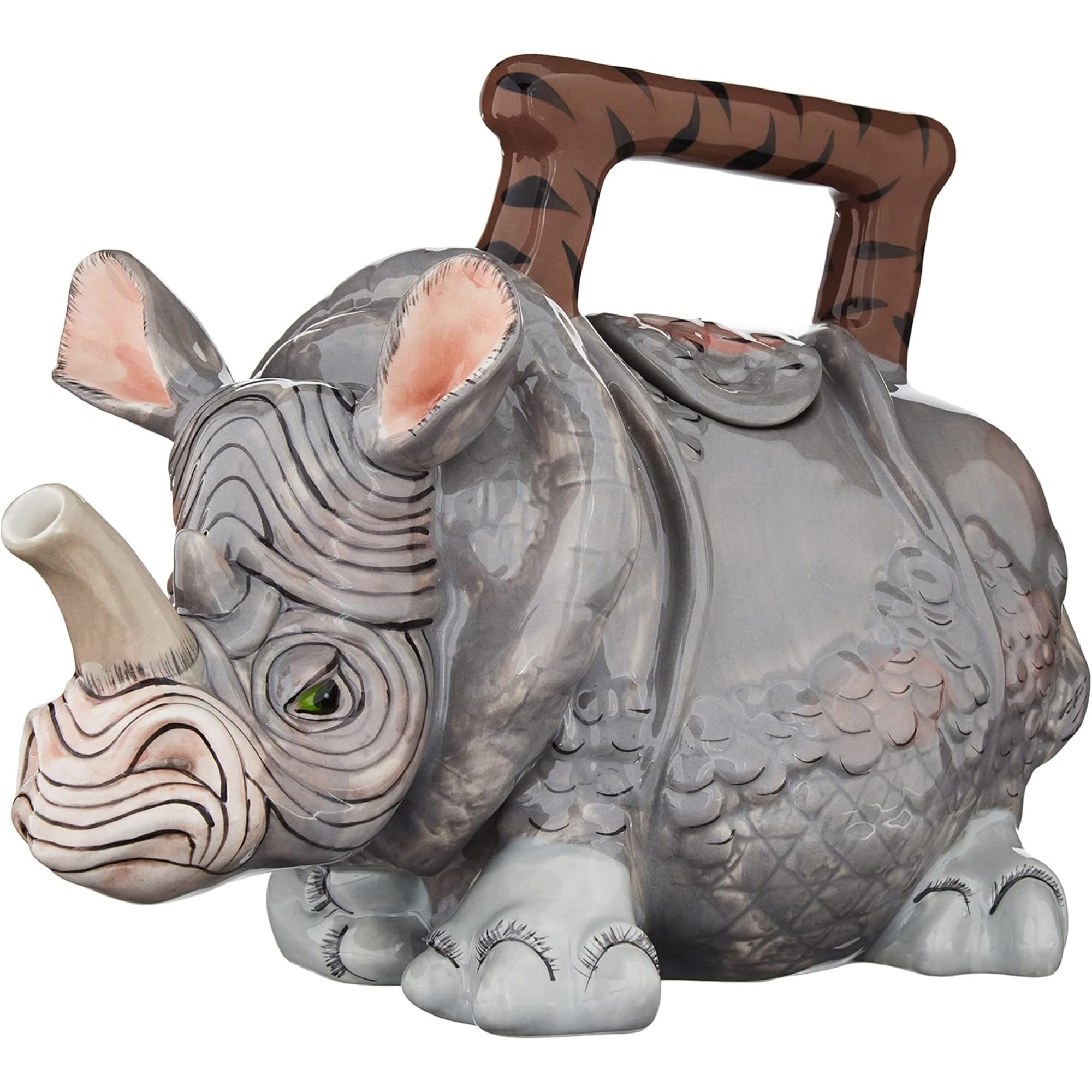 Blue Sky Ceramic Rhino Teapot, 9.5 x 5.5 x 7-Inch