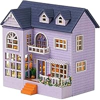 CUTEROOM DIY Miniatures Dollhouse Kit, Miniature House Kit, DIY Wooden Dollhouse Kit Plus LED Lights, Creative Room for Valen