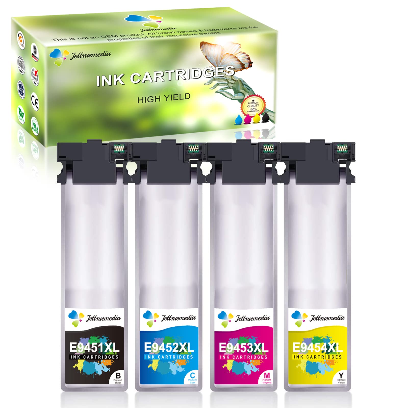 Jettruemedia T9451-T9454 Ink Cartridges Compatible with Epson T9451 T9452 T9453 T9454 Inks for Epson WorkForce Pro WF-C5710DWF WF-C5790DWF WF-C5210DW WF-C5290DW WFC5210 WFC5290 WFC5710 WFC5790(4-Pack)