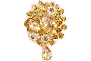 LAXPICOL Vintage Wedding Bridal Big Blue Crystal Rhinestone Tear drop Brooch Pin for Women