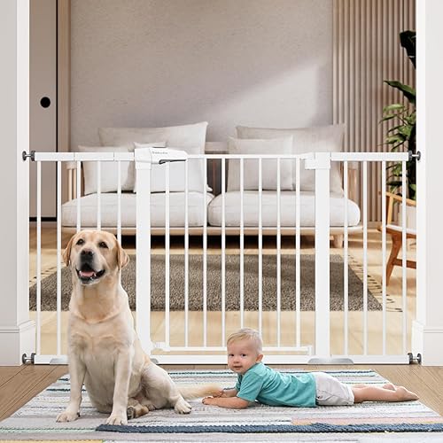 BABELIO 29-55 Inch Extra Wide Baby Gate, Metal Auto Close Dog Gate