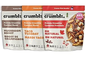 Ulivit Crumbles - Protein Crumbles Variety Pack - 60g of Protein | Natural, Taco Tuesday and Mushroom | 0g Sugar | Gluten Fre