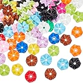 SUNNYCLUE 1 Box 100Pcs Wave Beads Bulk Mini Shaped Bead Acrylic Opaque Plastic Candy Color Snowflake Flower Shape Loose Spacer Small Beads for Jewelry Making Bracelet Necklace DIY Crafts Accessories