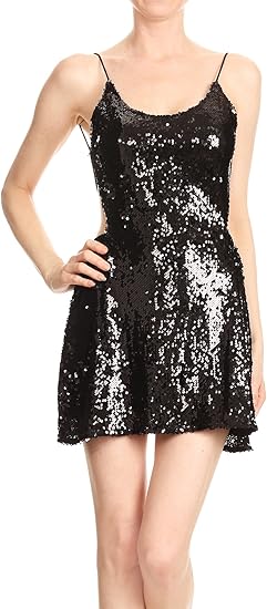 black mini spaghetti strap dress