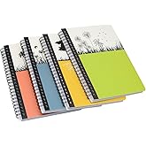 YIKANGHENG 4 Pcs A5 Size Spiral Notebook, 8.3 In x 5.9 In Thick Paper Hardcover 8mm Ruled 80 Sheets for Study Office, Travel and Taking Notes (tree)