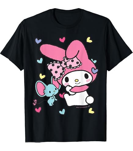 Amazon.com: My Melody Backside Logo Tee Shirt T-Shirt : Clothing