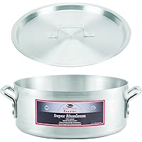 Winco AXBZ-15, 15-Quart 14-3/8" x 5-3/4" Super Aluminum Brazier Pan with Cover, Heavy-Duty Commercial Grade Braiser Pan…