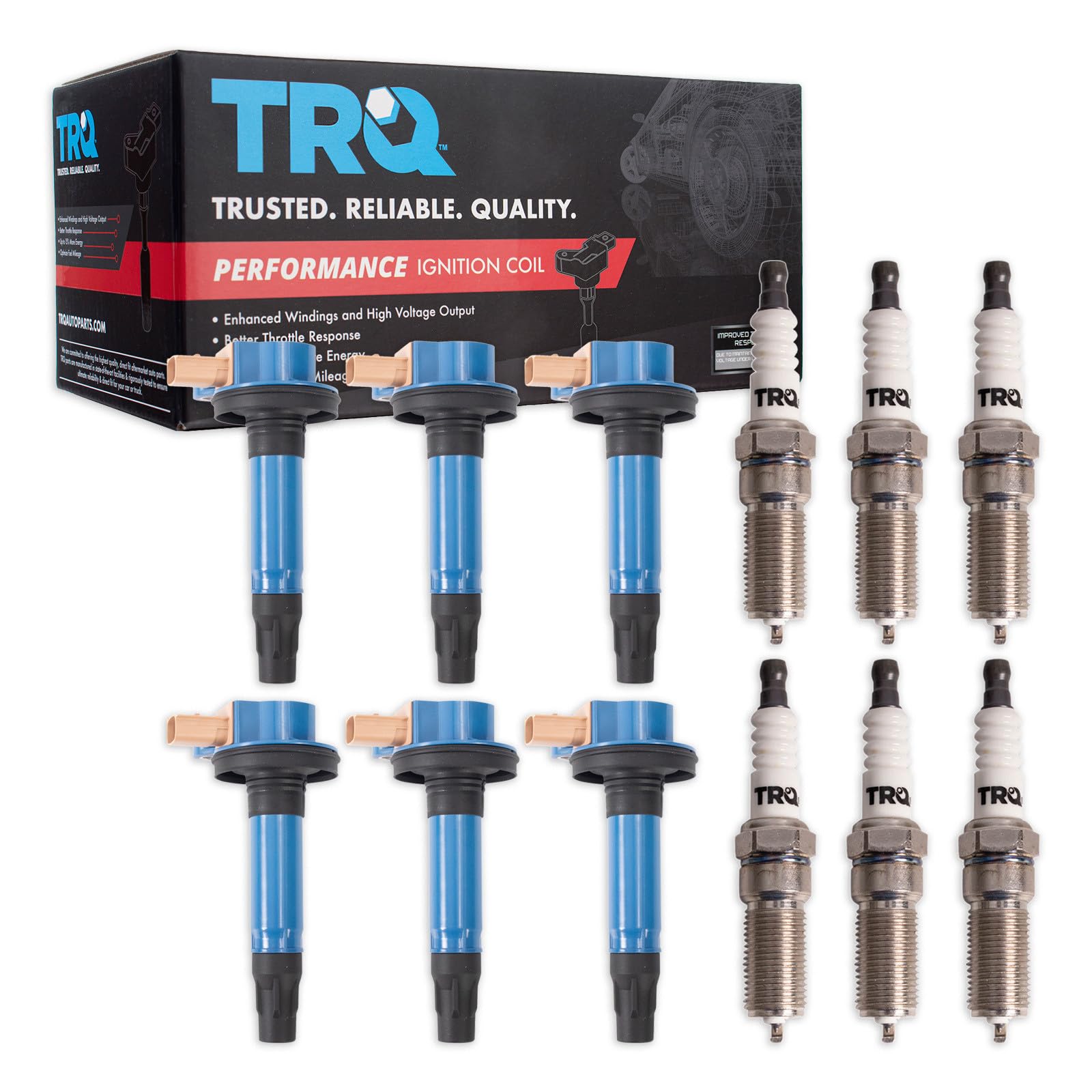 Photo 1 of ***Only 1 *** TRQ Ignition Coil and Spark Plug Kit 12 Piece Iridium Spark Plugs Compatible with 2011-2023 Ford F-150 Explorer Transit-250 Transit-350 Police Interceptor Sedan 2013-2019 Lincoln MKS MKT Navigator
