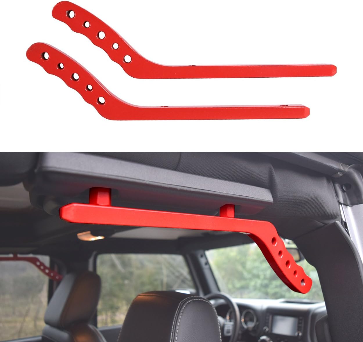 Allinoneparts Rear Red Aluminum Grab Handle for Jeep Wrangler JK JKU 2007-2018