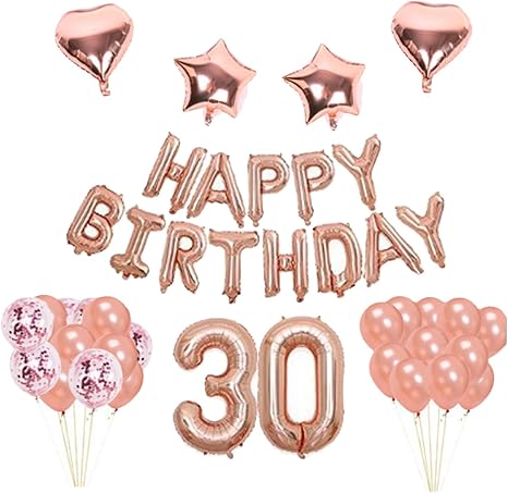 Amazon Co Jp 誕生日パーティー風船 Migavan 誕生日飾り付け風船 誕生日 30歳の誕生日ローズゴールド風船バナーデコレーションアクセサリーキットセット ホーム キッチン