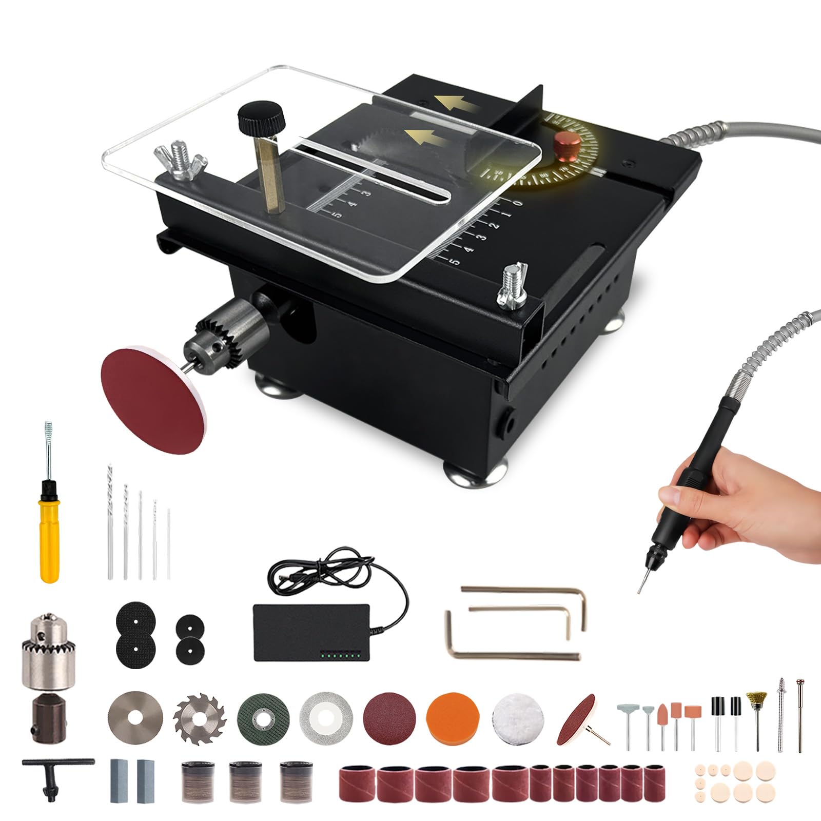 Photo 1 of Mini Table Saw for Crafts,Small Table Saw,Multi-Functional Desk Saws,7 Speed Control,Miniature Saws-Adjustable Blade Height,Cutting, Grinding and Polishing All In One(Simplicity)