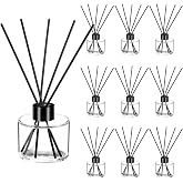 Chunful 10 Set Reed Diffuser Bottles, 100ml Glass Jars with Stick, Clear | Empty Glass Bottles, Refillable Fragrance, Black Caps, Inner Stoppers, for DIY Scent Blends, Living Room Home, No Oils