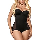 QOU Shapewear Bodysuit for Women, Tummy Control Body Shaper Seamless Sculpting Snatched Waist Body Suit Body Shaper