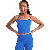 CRZ YOGA Girls Butterluxe Double Lined Camisole Crop Tank Tops - Dance Yoga Athletic Casual Spaghetti Y Back Kids Teen