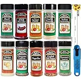 Spice Supreme Seasoning Kitchen Starter 10 Piece Gift Set | with Blank June Street Market Recipe Card & Adjustable Measuring
