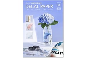 Sunnyscopa Waterslide Decal Paper for INKJET Printer - CLEAR, US LETTER SIZE 8.5"X11", 20 SHEETS, Personalized Water Slide Transfer Transparent Printable paper - DIY Custom for Tumblers, Glasses, Mug