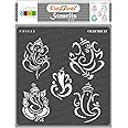 CrafTreat Reusable Indian Stencils for Painting on Wood, Wall, Tile, Canvas, Paper, Fabric and Floor - Ganeshas Stencil - 6x6 Inches - DIY Art and Craft Stencils - Indian Elephant God