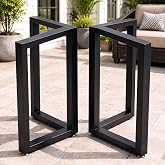 TIEOU Metal Legs for Table V Shape 28" H Tall Metal Black Table Leg Heavy Duty Industrial Desk Legs Set of 2