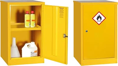 Safe Industrial COSHH Cabinet 1 Shelf 10L Metal Chemical Storage Hi-Vis Yellow