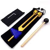 OM 136.1Hz Tuning Fork Weighted, Heart Chakra Tuning Energy Fork for Sound Healing, Meditation, Immune System and Circulatio, Perfect Healing Musical Instrument, Golden