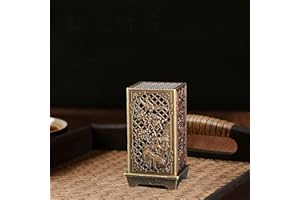 Standing Incense Burner,Vertical Alloy Holder for Stick Incense with Ash Catcher,Engraved Chinese Style Plum, Orchid, Bamboo,
